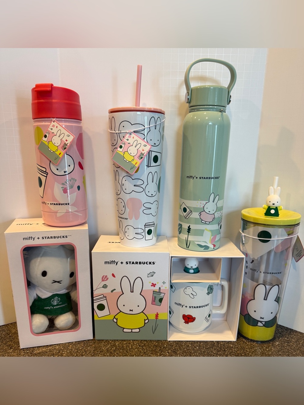 Starbucks X Miffy Rabbit In Dutch Collaboration Tumbler Bottle Mug Plush Thermos